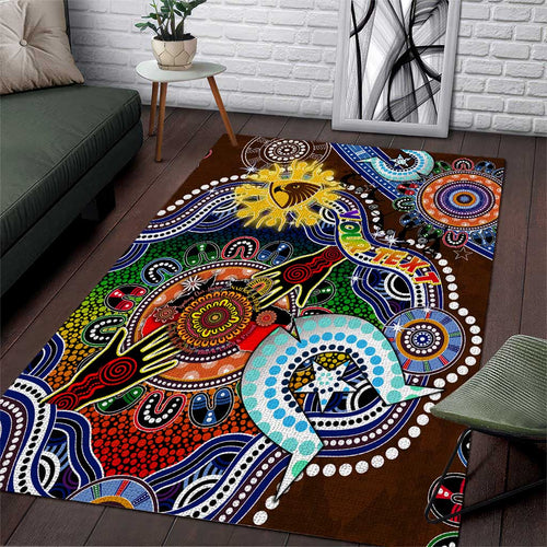 Custom NAIDOC Week 2024 Hawthorn Hawks Area Rug Australia Aboriginal Dot Painting
