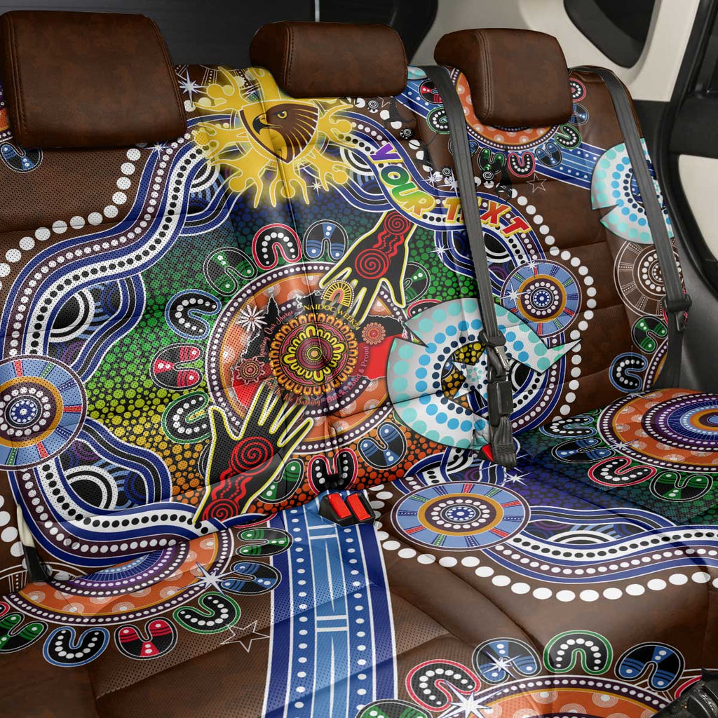 Custom NAIDOC Week 2024 Hawthorn Hawks Back Car Seat Cover Australia Aboriginal Dot Painting