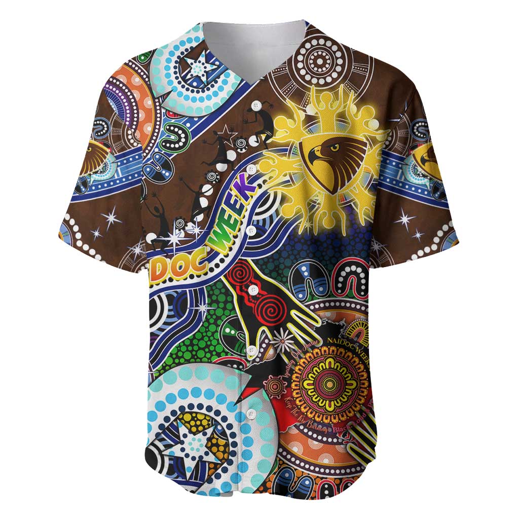 Custom NAIDOC Week 2024 Hawthorn Hawks Baseball Jersey Australia Aboriginal Dot Painting