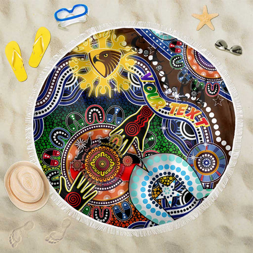 Custom NAIDOC Week 2024 Hawthorn Hawks Beach Blanket Australia Aboriginal Dot Painting