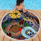 Custom NAIDOC Week 2024 Hawthorn Hawks Beach Blanket Australia Aboriginal Dot Painting