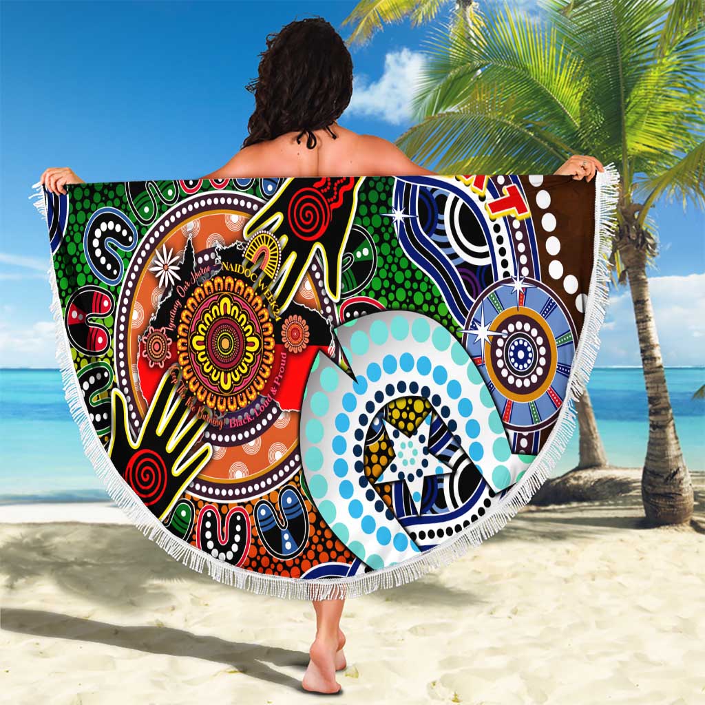 Custom NAIDOC Week 2024 Hawthorn Hawks Beach Blanket Australia Aboriginal Dot Painting