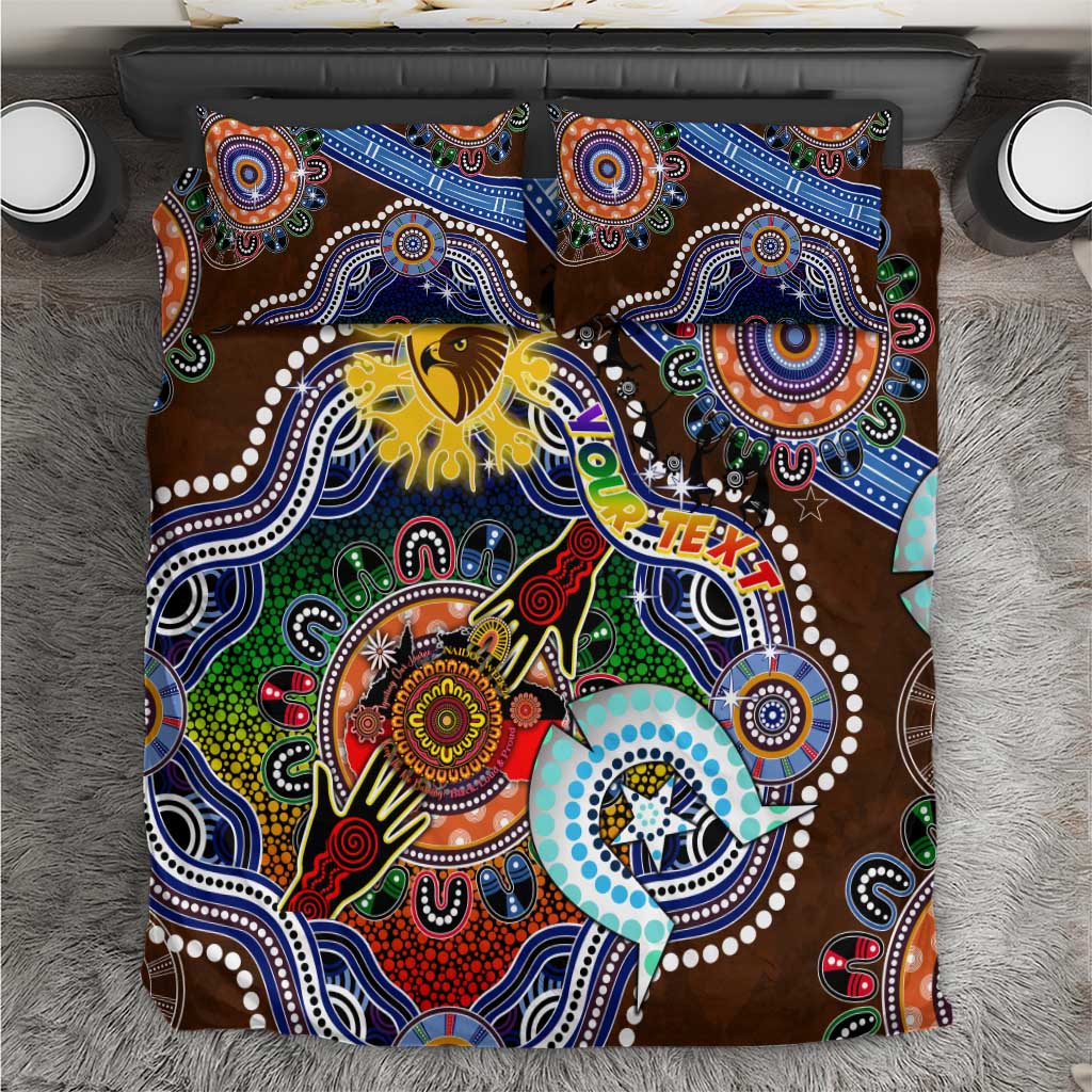 Custom NAIDOC Week 2024 Hawthorn Hawks Bedding Set Australia Aboriginal Dot Painting