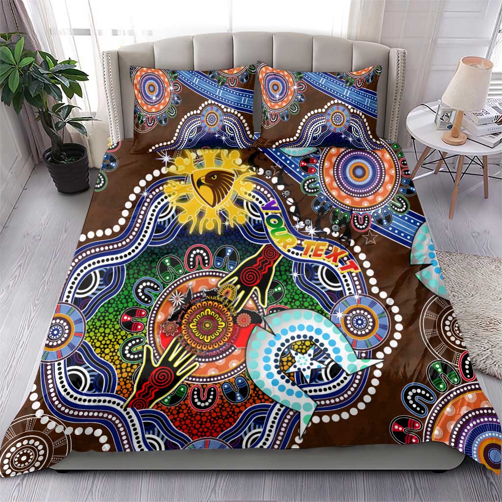 Custom NAIDOC Week 2024 Hawthorn Hawks Bedding Set Australia Aboriginal Dot Painting