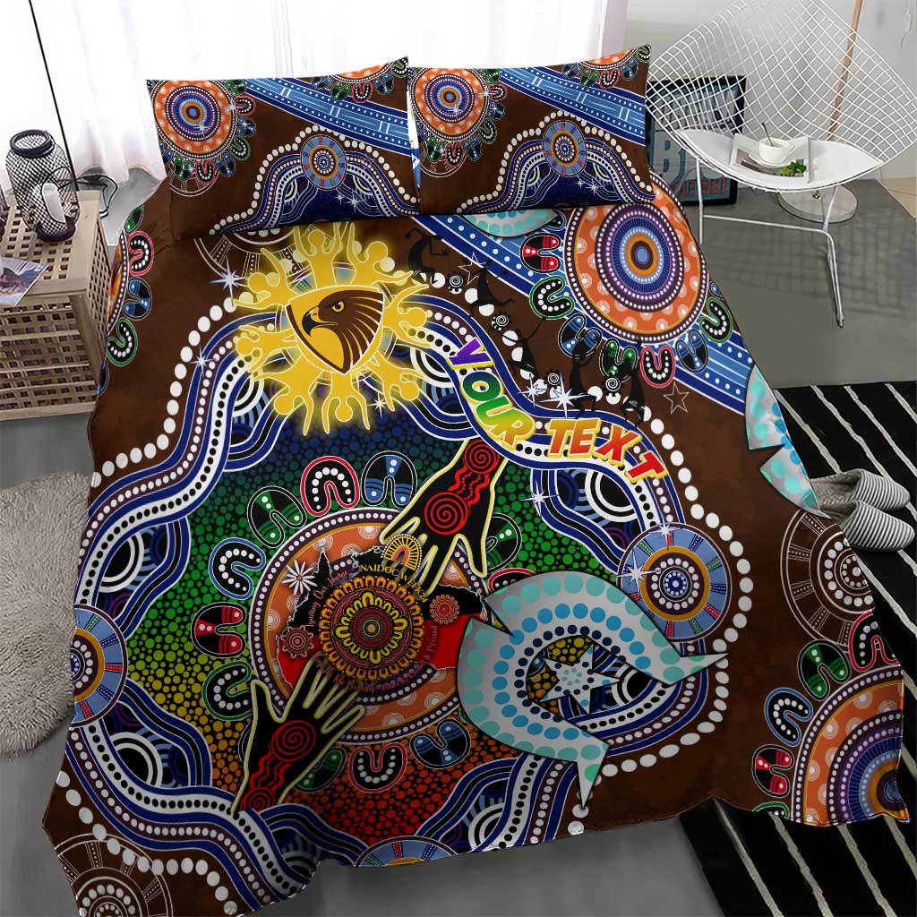 Custom NAIDOC Week 2024 Hawthorn Hawks Bedding Set Australia Aboriginal Dot Painting