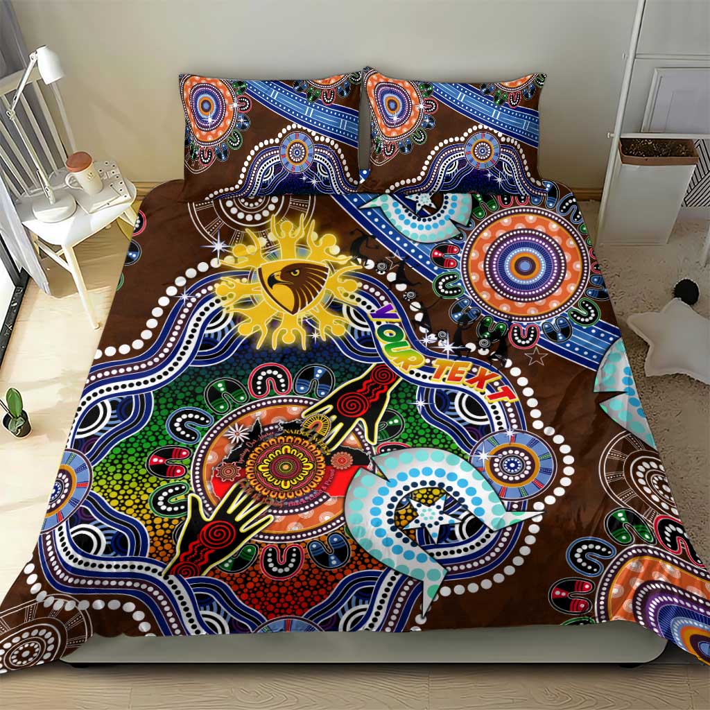 Custom NAIDOC Week 2024 Hawthorn Hawks Bedding Set Australia Aboriginal Dot Painting