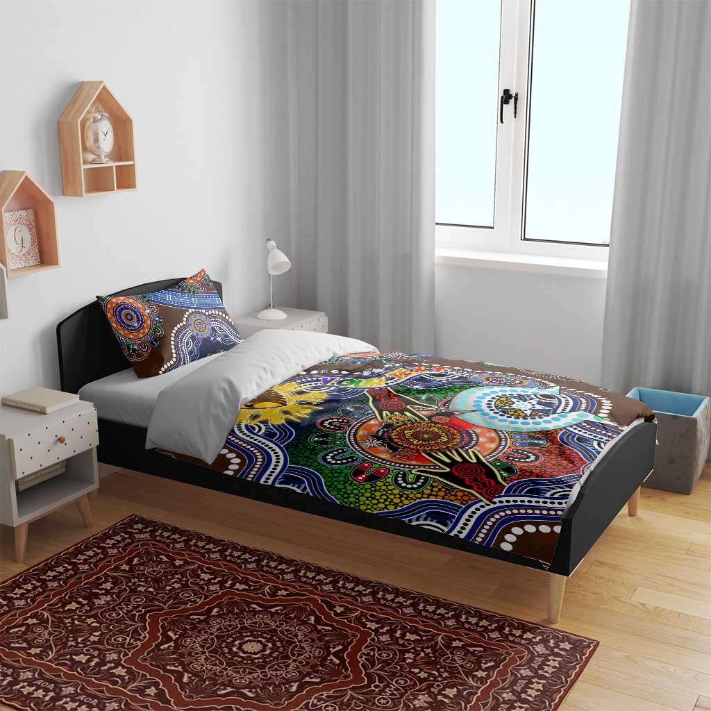 Custom NAIDOC Week 2024 Hawthorn Hawks Bedding Set Australia Aboriginal Dot Painting