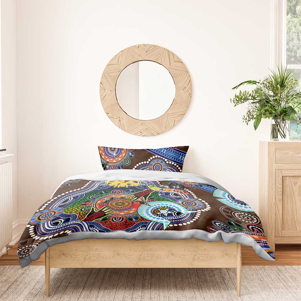 Custom NAIDOC Week 2024 Hawthorn Hawks Bedding Set Australia Aboriginal Dot Painting