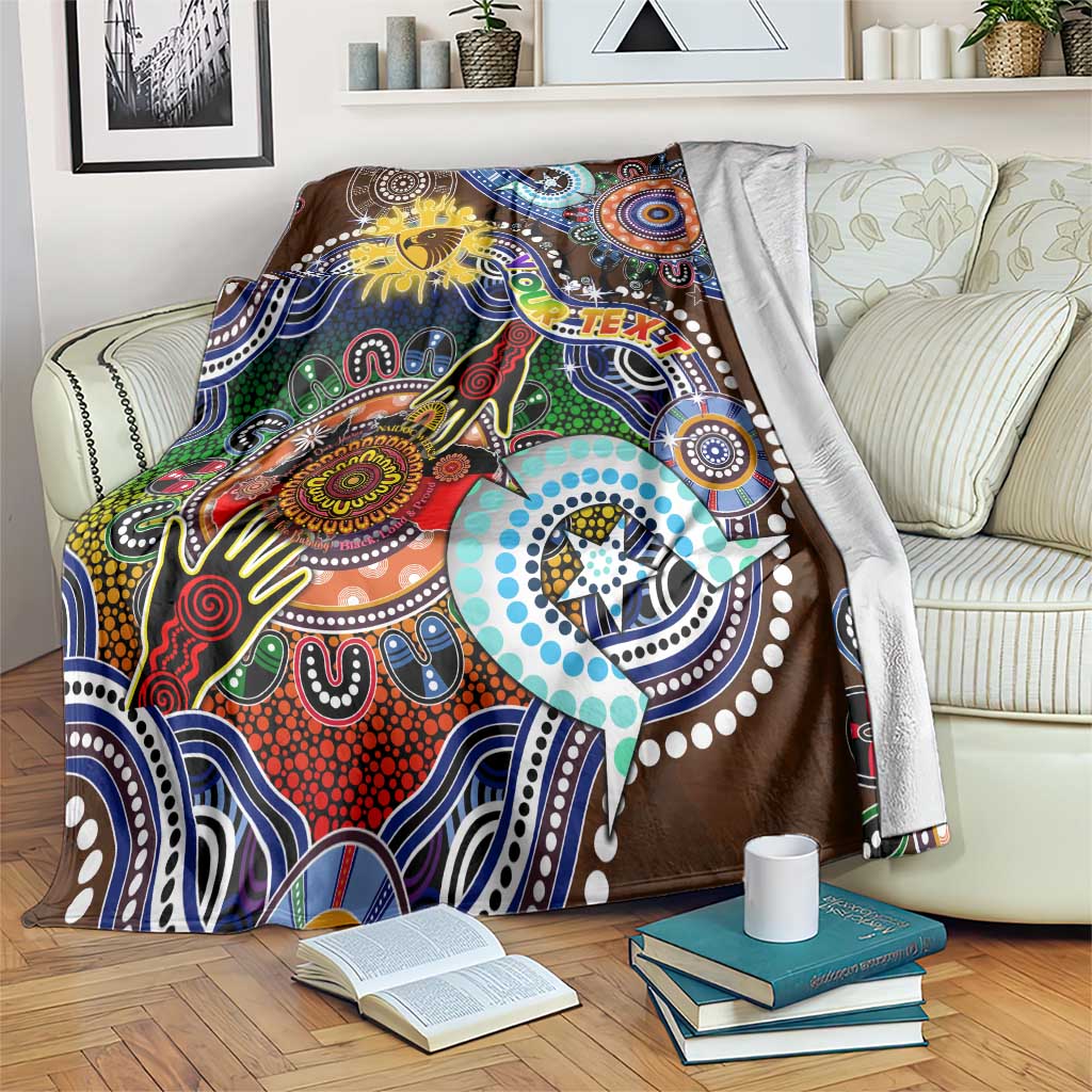 Custom NAIDOC Week 2024 Hawthorn Hawks Blanket Australia Aboriginal Dot Painting
