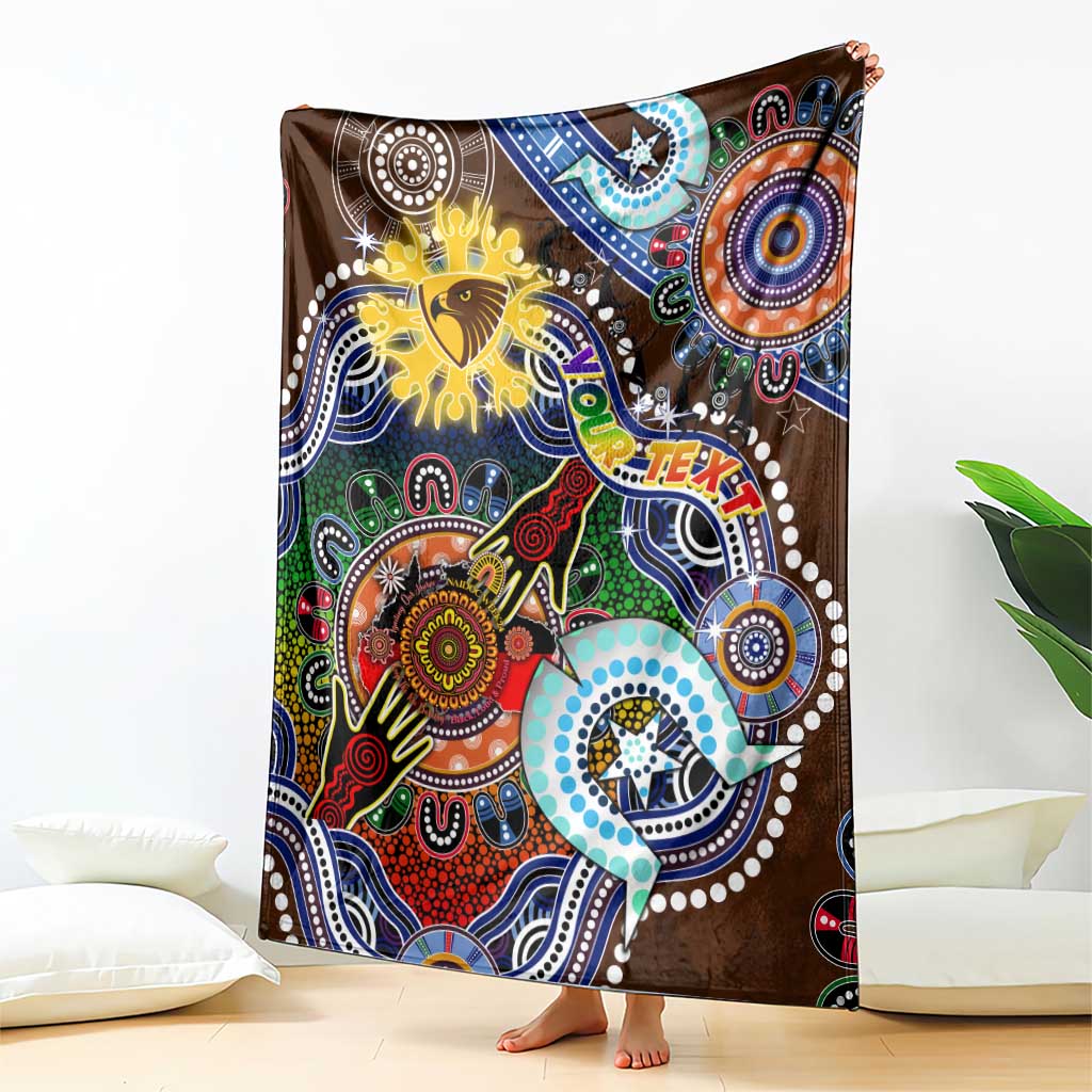 Custom NAIDOC Week 2024 Hawthorn Hawks Blanket Australia Aboriginal Dot Painting