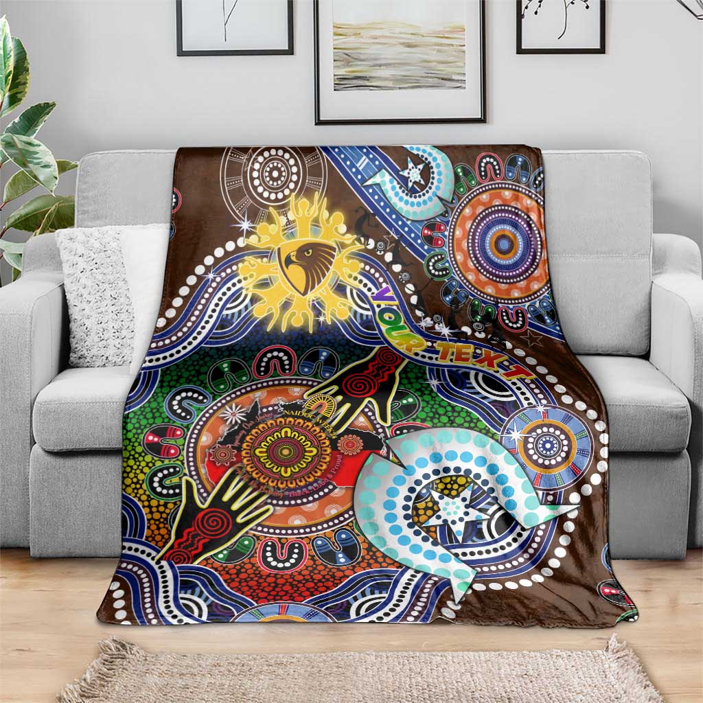 Custom NAIDOC Week 2024 Hawthorn Hawks Blanket Australia Aboriginal Dot Painting