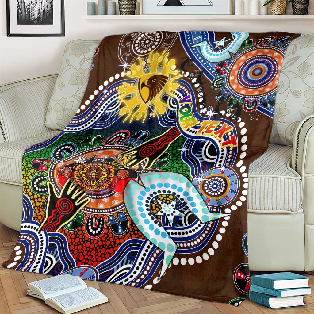 Custom NAIDOC Week 2024 Hawthorn Hawks Blanket Australia Aboriginal Dot Painting