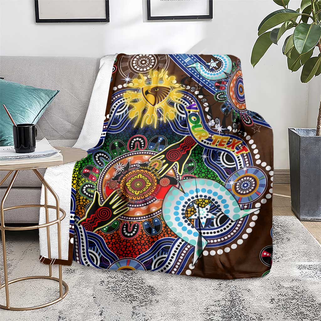 Custom NAIDOC Week 2024 Hawthorn Hawks Blanket Australia Aboriginal Dot Painting
