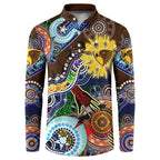 Custom NAIDOC Week 2024 Hawthorn Hawks Button Sweatshirt Australia Aboriginal Dot Painting