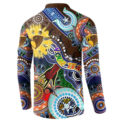 Custom NAIDOC Week 2024 Hawthorn Hawks Button Sweatshirt Australia Aboriginal Dot Painting