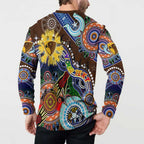 Custom NAIDOC Week 2024 Hawthorn Hawks Button Sweatshirt Australia Aboriginal Dot Painting