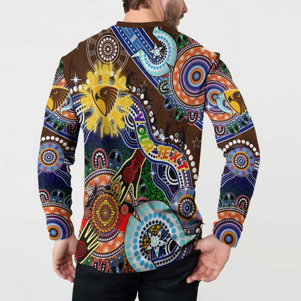 Custom NAIDOC Week 2024 Hawthorn Hawks Button Sweatshirt Australia Aboriginal Dot Painting