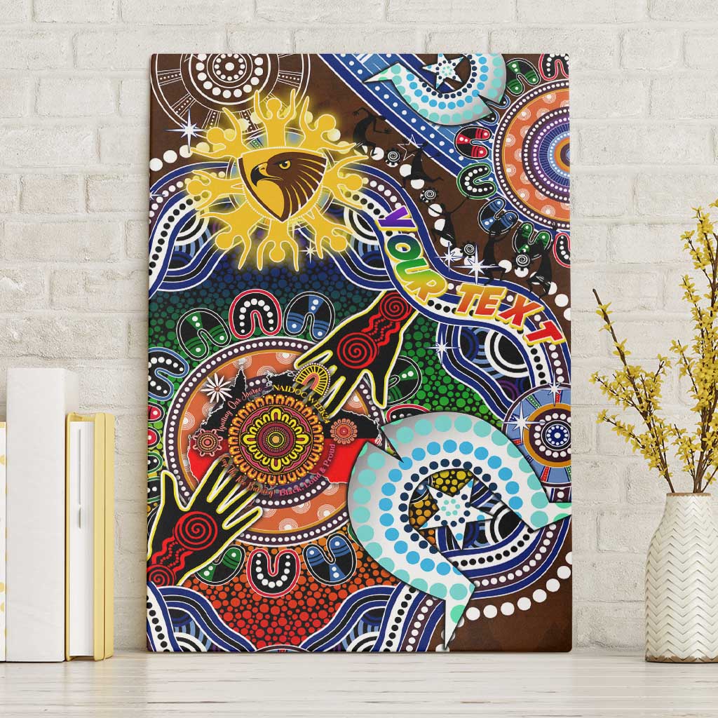 Custom NAIDOC Week 2024 Hawthorn Hawks Canvas Wall Art Australia Aboriginal Dot Painting