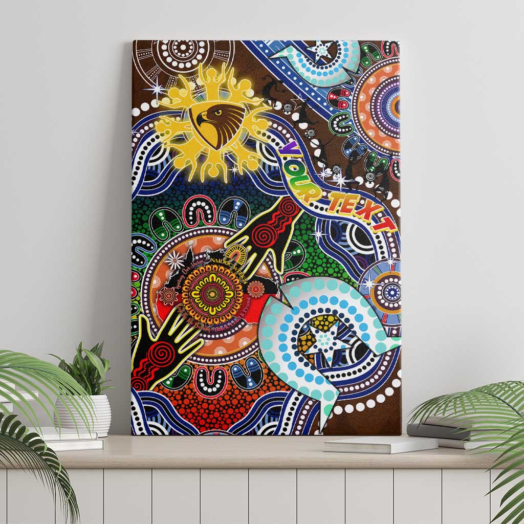 Custom NAIDOC Week 2024 Hawthorn Hawks Canvas Wall Art Australia Aboriginal Dot Painting