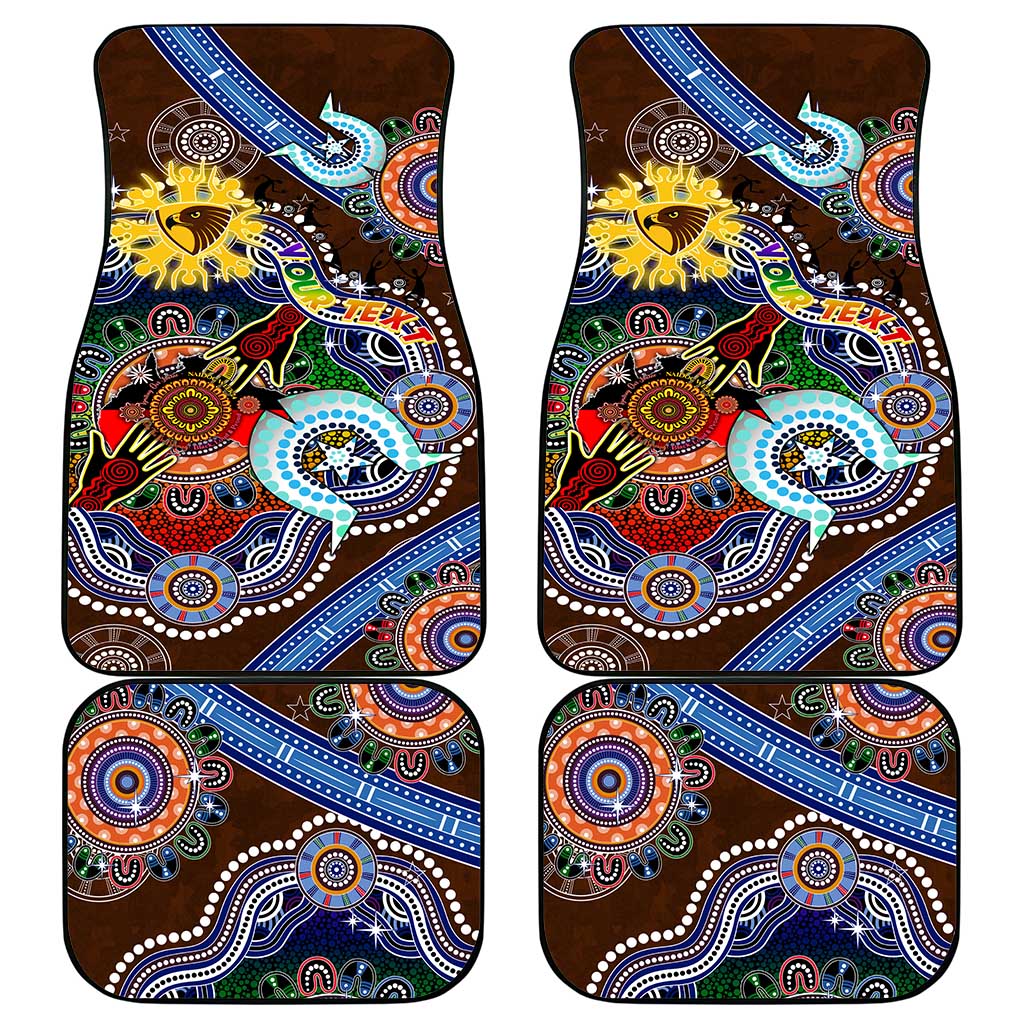 Custom NAIDOC Week 2024 Hawthorn Hawks Car Mats Australia Aboriginal Dot Painting