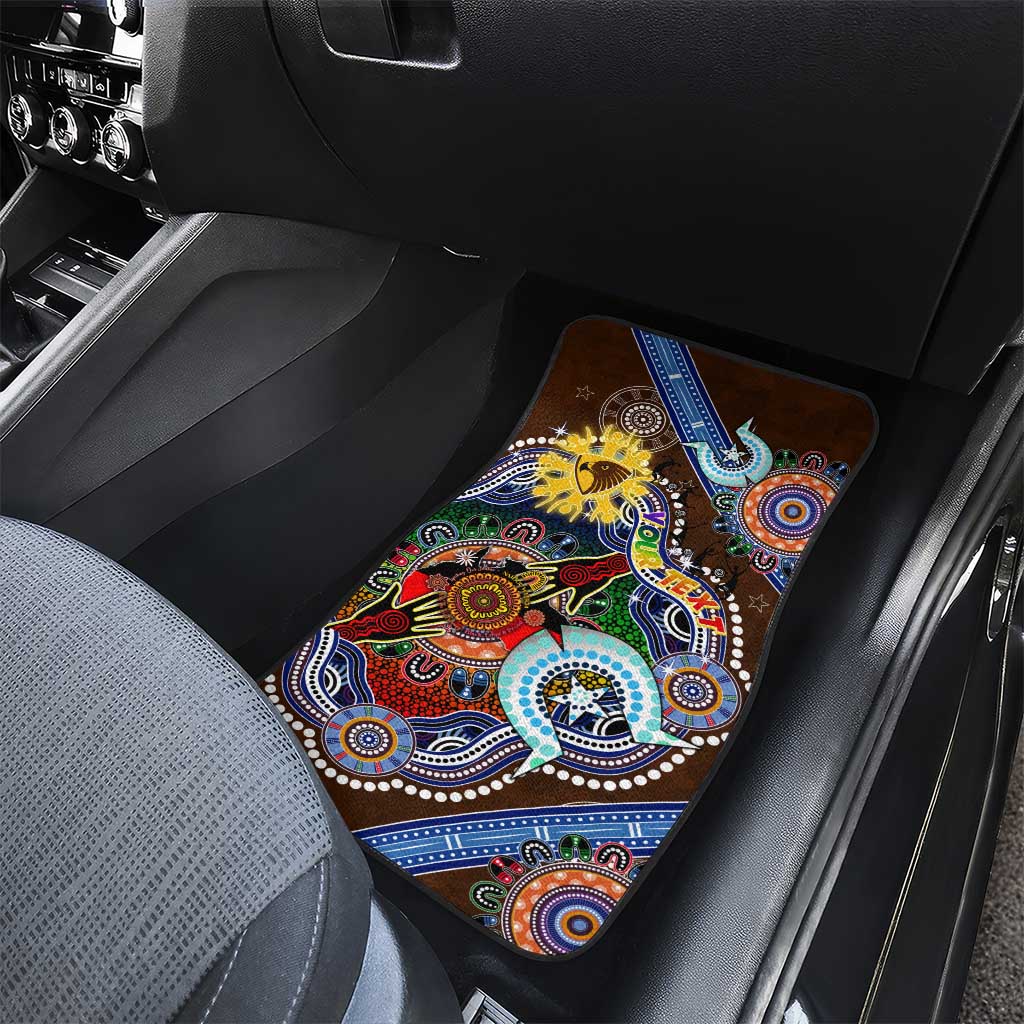 Custom NAIDOC Week 2024 Hawthorn Hawks Car Mats Australia Aboriginal Dot Painting
