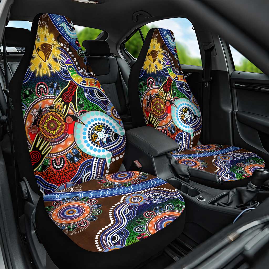 Custom NAIDOC Week 2024 Hawthorn Hawks Car Seat Cover Australia Aboriginal Dot Painting
