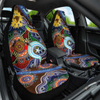 Custom NAIDOC Week 2024 Hawthorn Hawks Car Seat Cover Australia Aboriginal Dot Painting