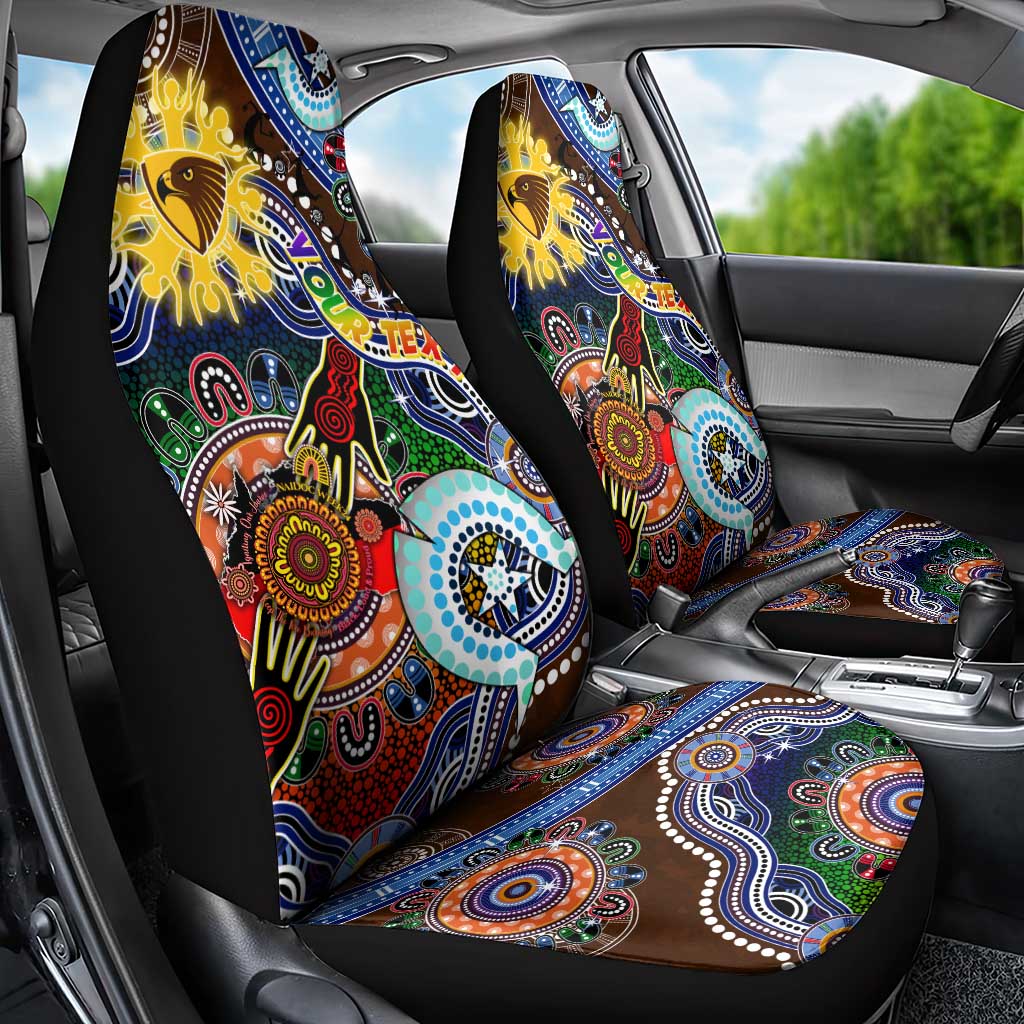 Custom NAIDOC Week 2024 Hawthorn Hawks Car Seat Cover Australia Aboriginal Dot Painting