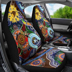 Custom NAIDOC Week 2024 Hawthorn Hawks Car Seat Cover Australia Aboriginal Dot Painting