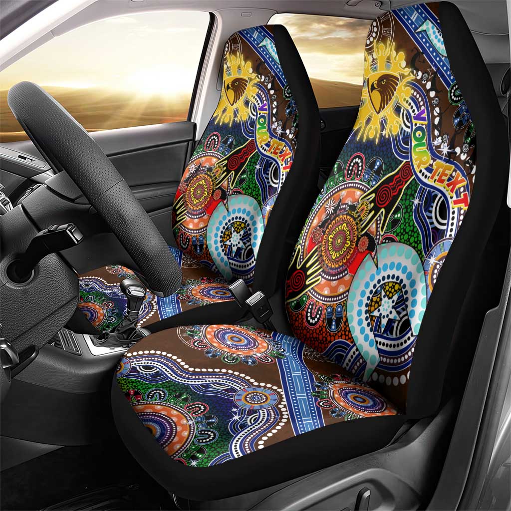 Custom NAIDOC Week 2024 Hawthorn Hawks Car Seat Cover Australia Aboriginal Dot Painting