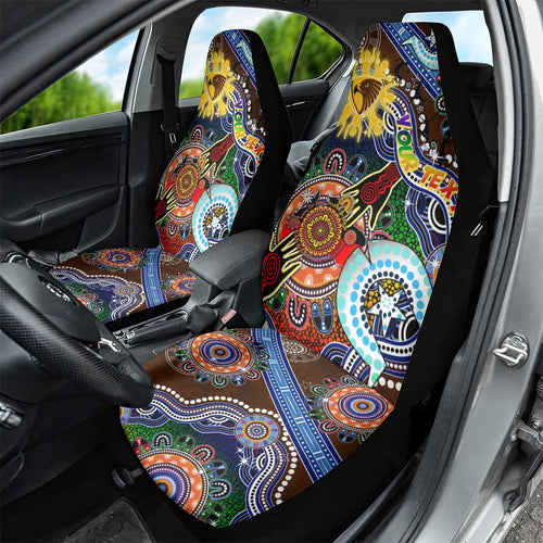 Custom NAIDOC Week 2024 Hawthorn Hawks Car Seat Cover Australia Aboriginal Dot Painting