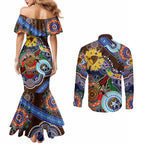 Custom NAIDOC Week 2024 Hawthorn Hawks Couples Matching Mermaid Dress and Long Sleeve Button Shirt Australia Aboriginal Dot Painting