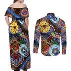 Custom NAIDOC Week 2024 Hawthorn Hawks Couples Matching Off Shoulder Maxi Dress and Long Sleeve Button Shirt Australia Aboriginal Dot Painting
