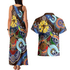 Custom NAIDOC Week 2024 Hawthorn Hawks Couples Matching Tank Maxi Dress and Hawaiian Shirt Australia Aboriginal Dot Painting