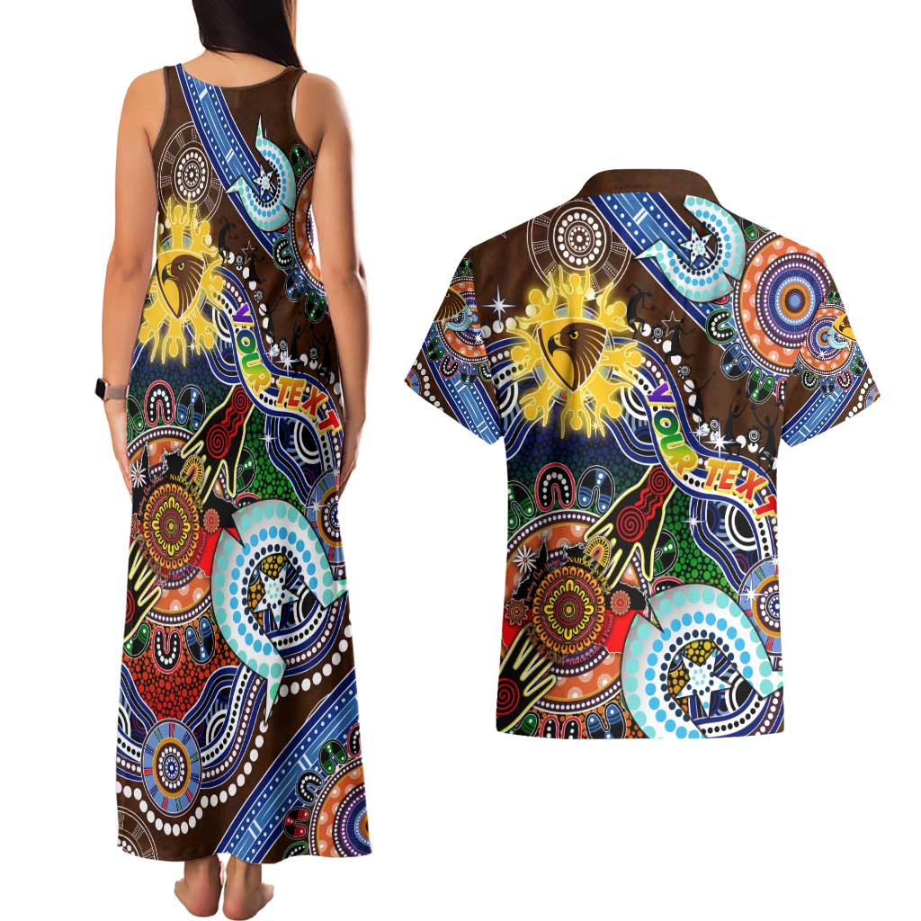 Custom NAIDOC Week 2024 Hawthorn Hawks Couples Matching Tank Maxi Dress and Hawaiian Shirt Australia Aboriginal Dot Painting
