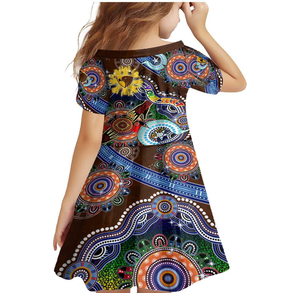 Custom NAIDOC Week 2024 Hawthorn Hawks Family Matching Mermaid Dress and Hawaiian Shirt Australia Aboriginal Dot Painting