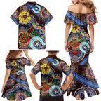 Custom NAIDOC Week 2024 Hawthorn Hawks Family Matching Mermaid Dress and Hawaiian Shirt Australia Aboriginal Dot Painting