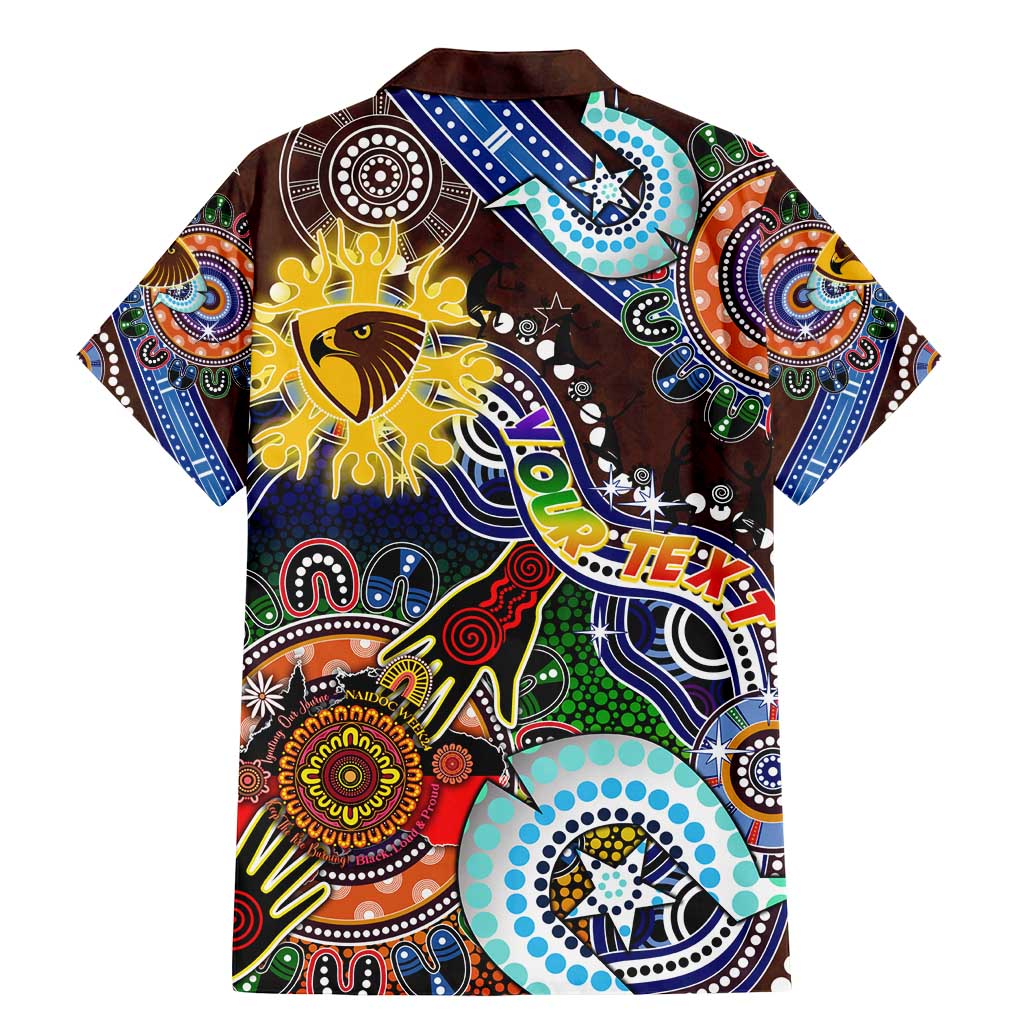 Custom NAIDOC Week 2024 Hawthorn Hawks Family Matching Mermaid Dress and Hawaiian Shirt Australia Aboriginal Dot Painting