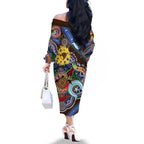 Custom NAIDOC Week 2024 Hawthorn Hawks Family Matching Off The Shoulder Long Sleeve Dress and Hawaiian Shirt Australia Aboriginal Dot Painting