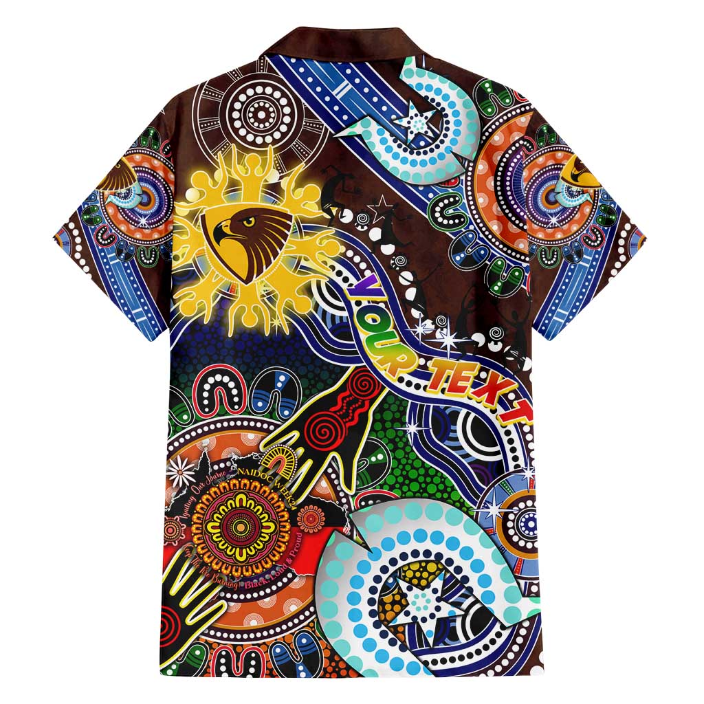 Custom NAIDOC Week 2024 Hawthorn Hawks Family Matching Off Shoulder Maxi Dress and Hawaiian Shirt Australia Aboriginal Dot Painting