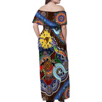 Custom NAIDOC Week 2024 Hawthorn Hawks Family Matching Off Shoulder Maxi Dress and Hawaiian Shirt Australia Aboriginal Dot Painting