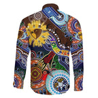 Custom NAIDOC Week 2024 Hawthorn Hawks Family Matching Off Shoulder Short Dress and Hawaiian Shirt Australia Aboriginal Dot Painting
