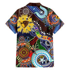Custom NAIDOC Week 2024 Hawthorn Hawks Family Matching Short Sleeve Bodycon Dress and Hawaiian Shirt Australia Aboriginal Dot Painting