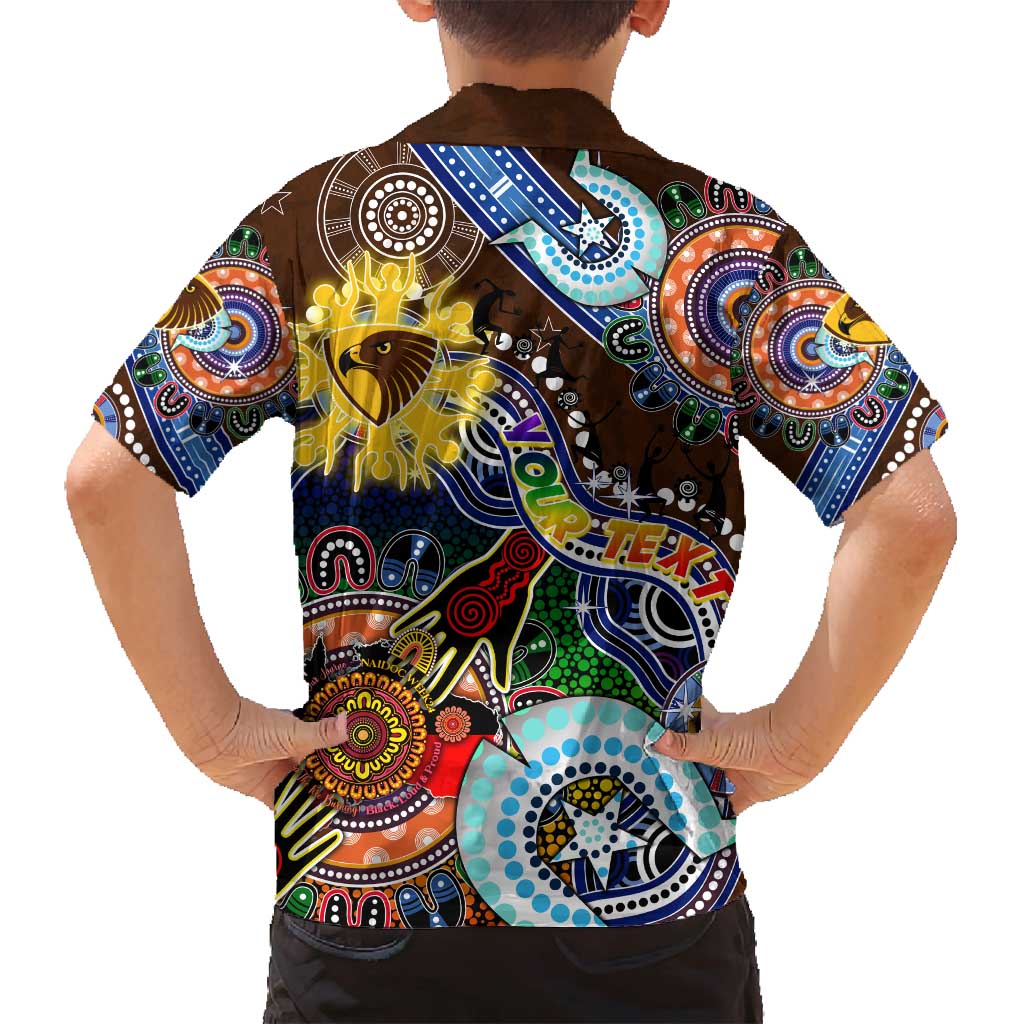 Custom NAIDOC Week 2024 Hawthorn Hawks Family Matching Summer Maxi Dress and Hawaiian Shirt Australia Aboriginal Dot Painting