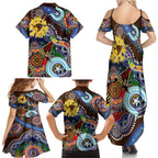 Custom NAIDOC Week 2024 Hawthorn Hawks Family Matching Summer Maxi Dress and Hawaiian Shirt Australia Aboriginal Dot Painting