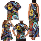 Custom NAIDOC Week 2024 Hawthorn Hawks Family Matching Tank Maxi Dress and Hawaiian Shirt Australia Aboriginal Dot Painting