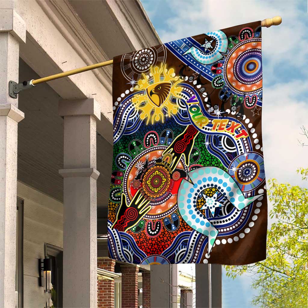 Custom NAIDOC Week 2024 Hawthorn Hawks Garden Flag Australia Aboriginal Dot Painting