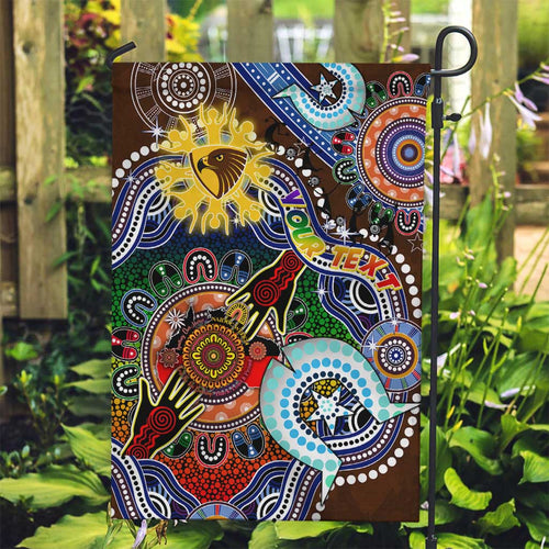 Custom NAIDOC Week 2024 Hawthorn Hawks Garden Flag Australia Aboriginal Dot Painting
