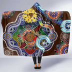 Custom NAIDOC Week 2024 Hawthorn Hawks Hooded Blanket Australia Aboriginal Dot Painting