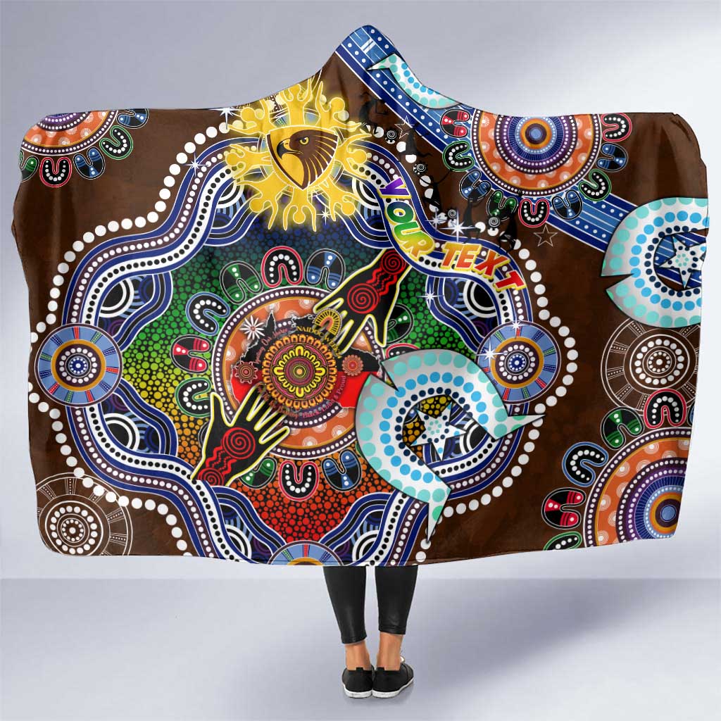 Custom NAIDOC Week 2024 Hawthorn Hawks Hooded Blanket Australia Aboriginal Dot Painting